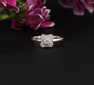 Diamond Cluster <b>Ring</b> 0.50 Ct Natural Diamonds Rectangular Bar Vintage Style Sterling Silver - Product Image 5