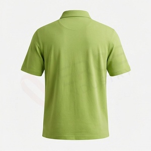 Polo en piqué vert à manches courtes pour homme avec poche, décontracté, respirant, coupe classique, design tricoté uni - Product Image 2