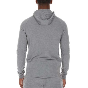 Survêtement à capuche bleu marine pour homme, fermeture éclair intégrale, coupe classique, couleur unie, vêtement décontracté d'automne avec poches latérales, 100% polyester - Product Image 4