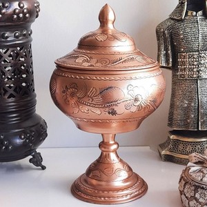 ฝาปิดภาชนะทองแดงลายดอกไม้แบบดั้งเดิม งานฝีมือมีนาคารี เหมาะสำหรับตกแต่งโรงแรม ร้านอาหาร และบ้าน - Product Image 2