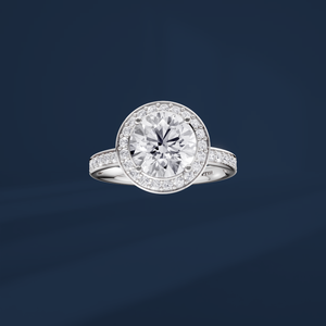 Anillo de Compromiso de Platino PT950 con Halo de Diamantes Redondos Brillantes para Mujer, con Diamantes Naturales Certificados por IGI, Estilo Clásico - Product Image 2
