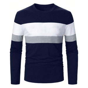 Chemises à manches longues pour hommes durables, design moderne élégant, hauts à manches longues confortables, col rond, tissu de qualité supérieure, t-shirt décontracté - Product Image 1