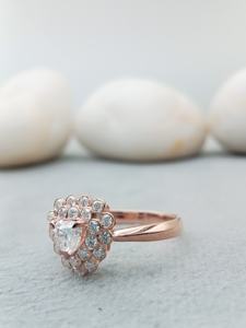 Anillo de Compromiso y Boda con Forma de Corazón para Mujer, Marca D'VINS JEWELS, Corte Brillante, Color D, Chapado en Oro Rosa Blanco - Product Image 3