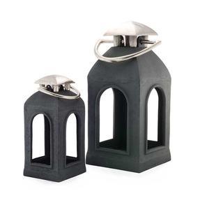 Modern Black Steel <b>Lanterns</b> With <b>Silver</b> Handle For Home Wedding Holiday Decoration Vintage <b>Lantern</b> Candle Holder - Product Image 1