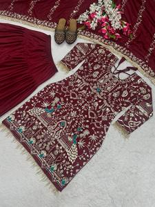 FATEMA FASHION Salwar Kameez Tradicional Indio de Seda Crujiente, Secado Rápido, para Todas las Estaciones, Verde, Bordado, Corte Regular, Moderno para Mujer - Product Image 4
