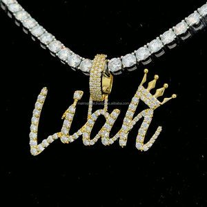 Custom <b>Name</b> Cursive Letters <b>Necklace</b> <b>Pendants</b> <b>Necklaces</b> Iced Out Charms Bling Moissanite Hip Hop Women Men Jewelry <b>Necklaces</b> - Product Image 2