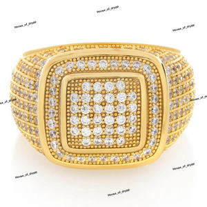 Anillo de Lujo con Diamante Moissanite en Plata de Ley 925, Anillo de Diseño Cuadrado y Atrevido para Hombre, Estilo Hip Hop - Product Image 2