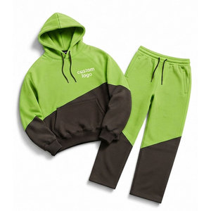 Conjunto Deportivo Unisex con Capucha y Bloques de Color, 100% Algodón, 450 g/m², Sudadera Casual con Bolsillos y Cordón Ajustable - Product Image 4