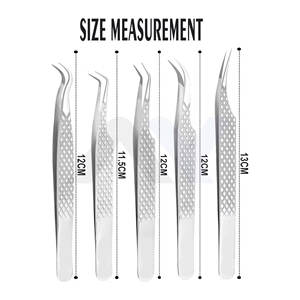 Juego de 5 Pinzas para Pestañas con Agarre de Diamante, Pinzas Profesionales de Acero Inoxidable para Extensiones de Pestañas, Color Plateado - Product Image 5