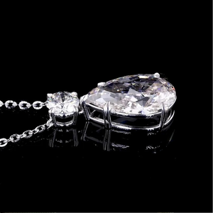 Collier élégant et tendance avec pendentif solitaire en diamant de laboratoire en forme de poire, chaîne à maillons en or blanc pour femme, idéal pour les mariages et les soirées - Product Image 4