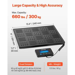 Balance postale numérique à affichage LCD commerciale à double précision 660 lb, balance à bagages avec fonction de maintien/tare, câble de charge de batterie - Product Image 2