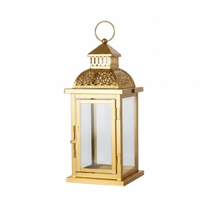 Juego de 2 Portavelas Hexagonales de Metal Color Dorado, Hechos a Mano, de Alta Calidad, Estilo Marroquí, para Decoración del Hogar y Bodas - Product Image 2