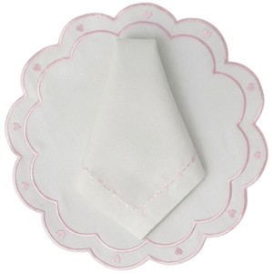 Juego de Manteles Individuales y Servilletas de Lino de Lujo Personalizados al por Mayor, Lavables, con Bordado de Planta Tradicional y Corazón Rosa, con Borde Festoneado, para Boda - Product Image 2