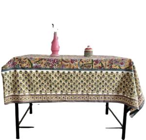 Mantel de Algodón Estampado a Mano con Rayas Florales, Estilo Boho, para Mesa de Comedor, Decoración Étnica para el Hogar, al Mejor Precio - Product Image 1