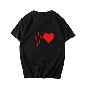 Camiseta de Algodón con Gráfico de Corazón Personalizada para Hombre, Manga Corta, Cuello Redondo, Estilo Casual, Regalo para Parejas, Proveedor de Impresión Personalizada, Transpirable - Product Image 2