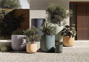 Maceta Grande de Fibra de Vidrio FRP, Ligera, con Textura Mate, para Jardín, Balcón, Sala de Estar, con Orificios de Drenaje en la Base, para Patios - Product Image 6