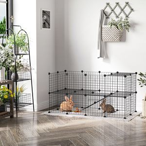 Recinto Portatile Fai-da-te in Filo Metallico per Animali Domestici, 36 Pannelli, Recinzione da Giardino, Rampa Solida per Conigli, Gattini, Cuccioli, Nero, Uso Interno, in Ferro - Product Image 2