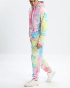 Survêtements d'hiver pour hommes sur mesure, respirants, de haute qualité, en polyester/coton, avec des motifs imprimés tie-dye personnalisés, jogging - Product Image 3