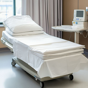 Ensemble de literie d'hôpital en coton écologique personnalisable 200TC, drap plat et linge jetables imperméables - Product Image 2