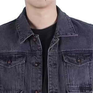 Veste en jean pour homme, décontractée, boutonnée, couleur unie, coupe classique, délavée, automne, 100% coton, lavable - Product Image 4