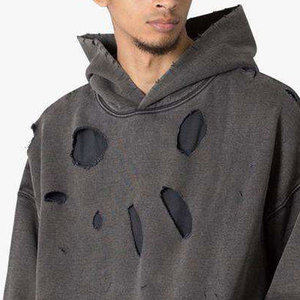 Sweat à capuche vintage délavé et vieilli, style streetwear, en mélange de coton épais, fournisseur en gros OEM ODM - Product Image 5