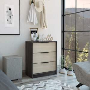 Maryland 3-Drawers <b>Dresser</b> with Superior Top Black Wengue/<b>Pine</b> Finish - Product Image 1