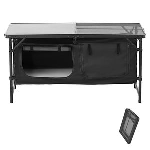Stazione di Cottura Portatile in Alluminio Leggero, 3 Altezze Regolabili, Tavolo da Cucina Pieghevole per Campeggio e Uso in Cucina - Product Image 1