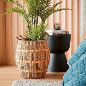Panier en jonc de mer doublé de jacinthe d'eau, fait main, pour rangement, vente en gros, écologique, fabriqué au Vietnam - Product Image 5