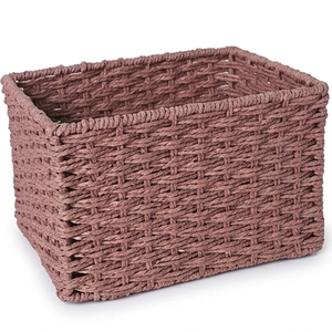 Crea espacios ordenados con esta cesta organizadora decorativa rosa tejida para despensa, armario y almacenamiento en el hogar. - Product Image 4