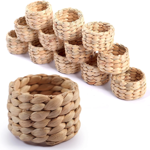 Anillo para Servilletas Tejido a Mano de Jacinto de Agua Natural Huangtu para Decoración de Mesa, Soporte Trenzado para Servilletas, Boda - Product Image 5