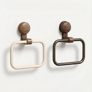 Porta toallas de madera simple, montado en la pared, para baño, cocina y área de servicio, organizador multiusos, venta al por mayor desde India. - Product Image 2