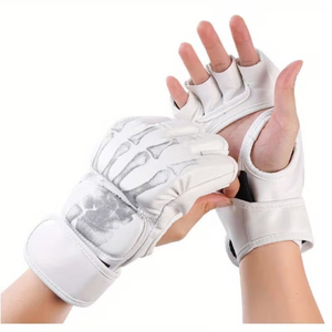 Gants de boxe en cuir noir pour adultes, gants d'entraînement MMA, sangle de poignet réglable, équipement d'arts martiaux antidérapant - Product Image 2
