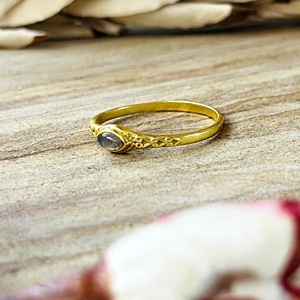 Latest Design Trendy Boho <b>Labradorite</b> <b>Ring</b> Vintage Brass Bands For Women 18k Gold Plated Filigree Dainty Jewelry Wholesale/OEM - Product Image 3