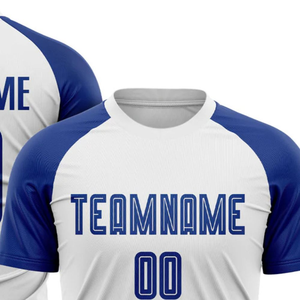 Camiseta de Fútbol Blanca y Azul para Hombre, Manga Corta, Ligera, Transpirable, Uniforme Deportivo para Entrenamiento y Competencia - Product Image 4