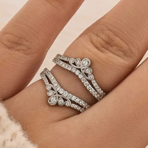 925 Silver 1.0 Carat Brilliant Cut Women's Classic Wedding Band Enhancer Engagement <b>Ring</b> White Gold Plated Moissanite Diamond - Product Image 6