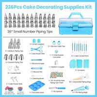 Kit de décoration de gâteaux de 236 pièces avec douilles de pâtisserie, raccords, poches à douille, emporte-pièces - Kit d'accessoires pour la pâtisserie