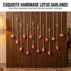 Handmade Artificial Pink Lotus Bud Pearl Bead Wall Decals <b>Garlands</b> Indian Festival Decor Indian Backdrops Ramadan Home Decor - Product Image 4