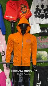 OEM 2026 รุ่นใหม่ล่าสุด เสื้อซิปผ้าฝ้ายหนา 360gsm พิมพ์ลายพัฟฟ์สไตล์วินเทจ ฟอกสีซีดแบบย้อนยุค ผลิตโดย TRIOTAKE INDUSTRY - Product Image 3