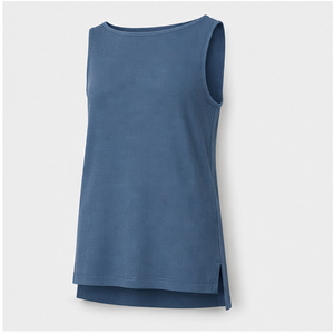 <b>Womens</b> Denim Blue Boat Neck <b>Sleeveless</b> Slim Longline T <b>Shirt</b> WTS-0017 - Product Image 4