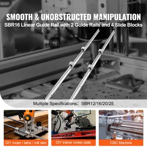 Set di Guide Lineari SBR16 1500mm, 2 Guide + 4 Blocchi Scorrevoli Modello HGR20 per Applicazioni CNC - Product Image 2