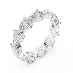 Bague unisexe en argent sterling 925 avec diamants de laboratoire East West Pear, 3,13 carats au total, certifiée IGI, bijoux fins, cadeau - Product Image 2