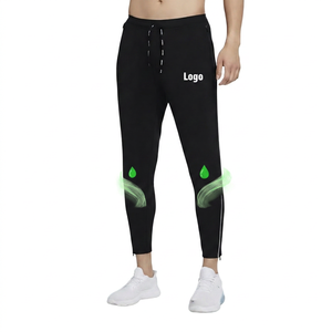 <b>Men's</b> Black Sweatpants With Side Stripe Elastic Waist Drawstring Casual Breathable Joggers Logo On Right Leg Summer Lightweight - Product Image 6