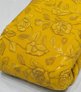 Tissu brodé perlé personnalisé, tissu à sequins, tissu dentelle, tissu organza pour kaftan, abaya, robe, textile, exportateur et acheteur en gros - Product Image 6