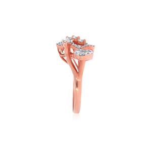 Elegante Anillo Abierto de Oro Rosa con Diseño de Hoja y Circonitas, Inspirado en Alas de Mariposa, para Mujeres y Niñas - Product Image 4
