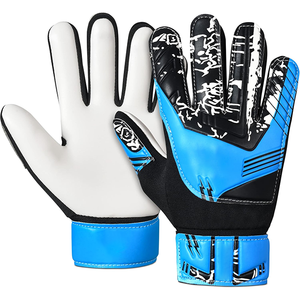 Guantes de Portero de Fútbol, Dedos Completos, Cuero PU, Azul y Negro, Impresión de Silicona, Antideslizantes, Transpirables, Correa de Muñeca Ajustable con Gancho - Product Image 1