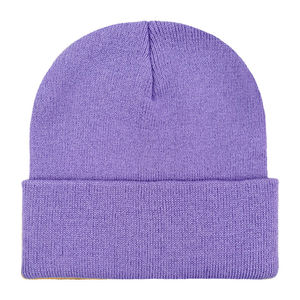 White Unisex <b>Beanie</b> <b>Hat</b> 100% Acrylic Knitted Winter Cap Solid Color Casual Style for Adults 56-58CM Head Circumference - Product Image 3