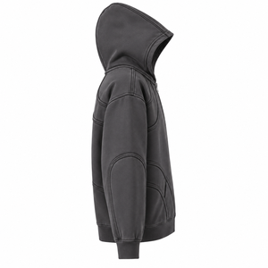Men's Dark <b>Grey</b> <b>Zip</b> <b>Up</b> <b>Hoodie</b> Casual Regular Fit Solid Color Full <b>Zip</b> Sweatshirt - Product Image 3