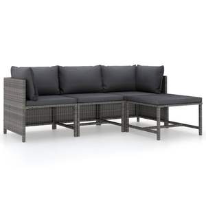 Ensemble de salon de jardin en rotin PE anthracite, acier et polyester gris - Product Image 1