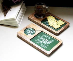 FWE Ensemble de plateaux de service design avec belle impression sur bois Plateau rectangulaire en gros en vrac pour hôtel et restaurant UtiliséPar FWE - Product Image 6