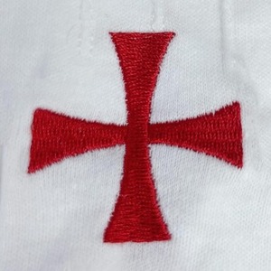 Gants maçonniques pour hommes, en coton blanc, avec croix de chevalier brodée, insignes maçonniques - Product Image 2